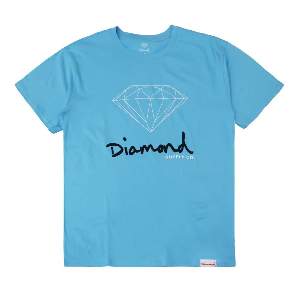 Diamond Supply Co. Men's OG Logo Enzyme Tee T-Shirt - Light Blue